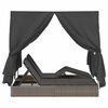 vidaXL Double Sun Lounger with Roof Gray 205 x 129 x 200 cm PE rattan