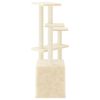 vidaXL Cat Tree Cream Engineered wood, plush, sisal Medium Modern