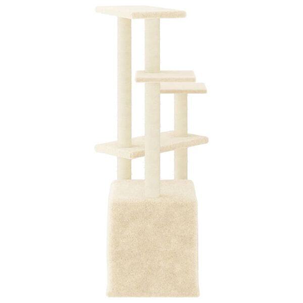 vidaXL Cat Tree Cream Engineered wood, plush, sisal Medium Modern