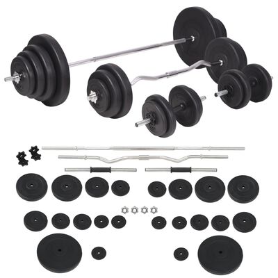 vidaXL Weight Bench with Weight Rack, Barbell and Dumbbell Set 264.6 lb