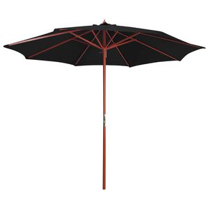 vidaXL Garden Parasol Black Polyester Large Collapsible Garden Parasol