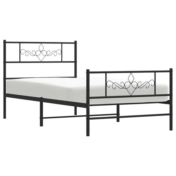vidaXL Bed Frame Black Powder-Coated Steel Small Single Bed Frame