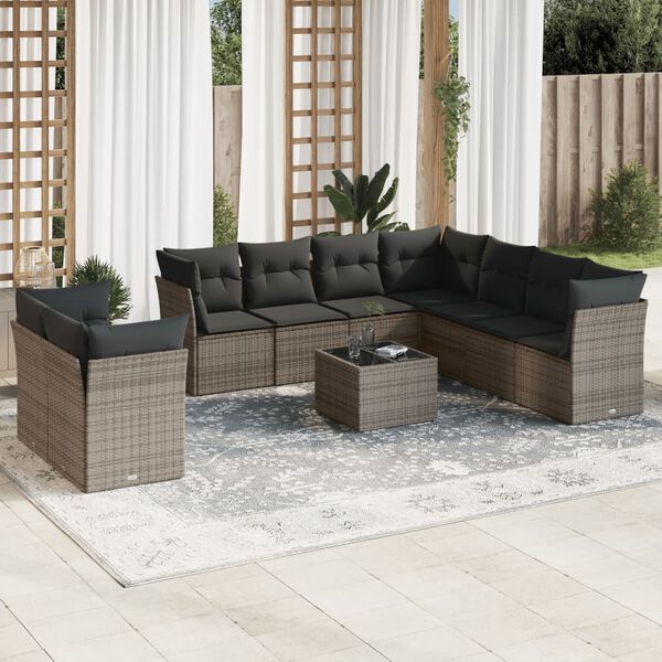 vidaXL Garden Sofa Set Grey PE rattan Large Modular Garden Sofa Set