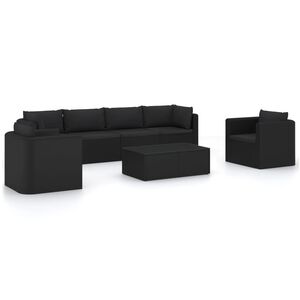 vidaXL Garden Lounge Set Black Powder-coated steel Medium