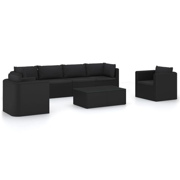 vidaXL Garden Lounge Set Black Powder-coated steel Medium