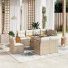 vidaXL Garden Sofa Set Beige PE Rattan Large Adjustable Armrests
