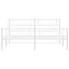 vidaXL Metal Bed Frame White Powder-Coated Steel Double Bed