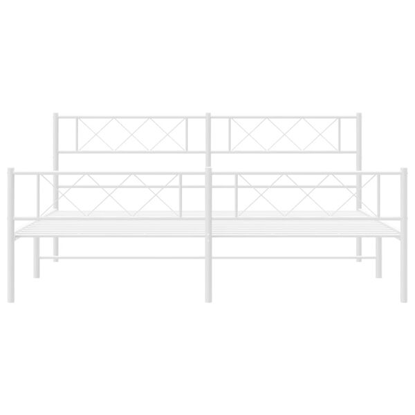 vidaXL Metal Bed Frame White Powder-Coated Steel Double Bed