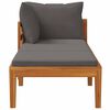 vidaXL Sun Lounger with 1 Armrest Dark Gray Solid Acacia Wood