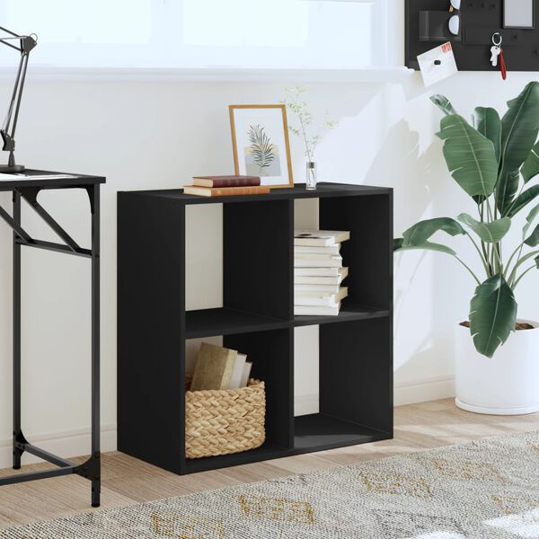 vidaXL Bookcase Black Engineered Wood Medium Bookcase Rectangular