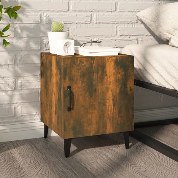vidaXL Bedside Cabinet Smoked Oak Engineered Wood Medium Bedside Cabinet
