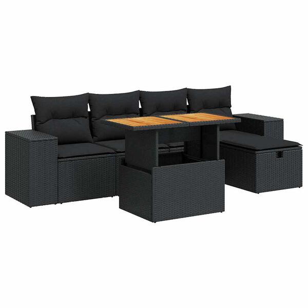 vidaXL Garden Sofa Set Black