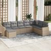 vidaXL Garden Sofa Set Beige PE Rattan 8 Piece Adjustable Feet