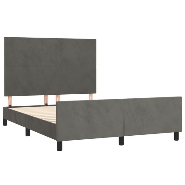 vidaXL Bed Frame without Mattress Dark Gray 53.9"x74.8" Full Velvet