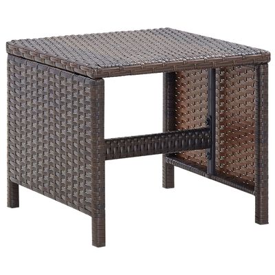 Wicker table with open leg space, wicker walls, dark brown color