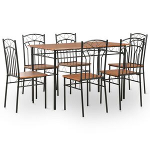vidaXL Dining Table And Chair Brown and black MDF and steel Medium