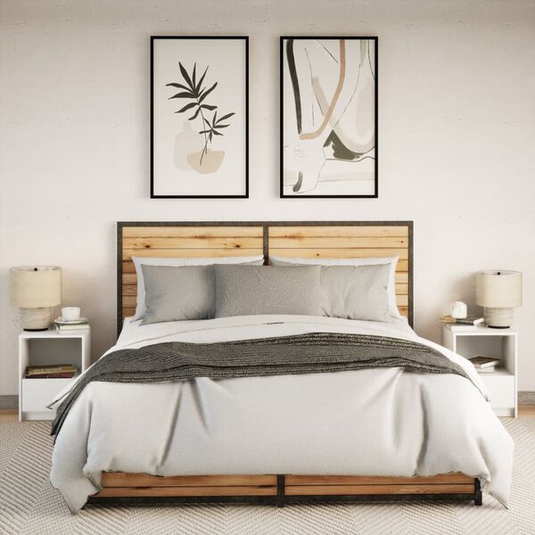 vidaXL Bedside Cabinet Set of 2 White Engineered wood Standard