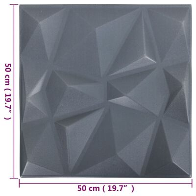 vidaXL 3D Wall Panels 48 pcs 19.7"x19.7" Diamond Gray 129.2 ft²