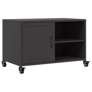 vidaXL TV Cabinet Black Cold-Rolled Steel Medium TV Cabinet