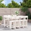 vidaXL Garden Bar Set White Solid pine wood 9 Piece Bar Set Footrest