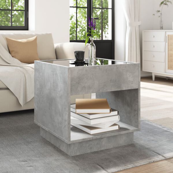 vidaXL Coffee Table Concrete gray Engineered wood, glass Medium Modern