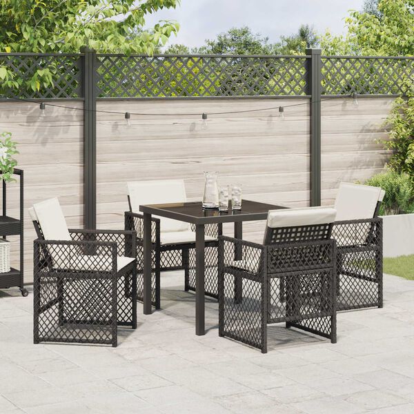 vidaXL Garden Dining Set 5 pcs Beige poly rattan
