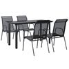 vidaXL Garden Dining Set Black Powder-Coated Steel Medium Stackable