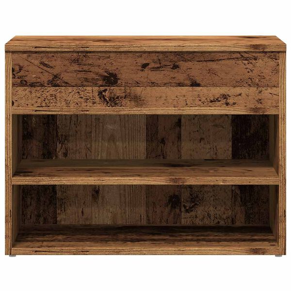 vidaXL Old Wood Shoe Bench Engineered Wood Small Rectangular Modern