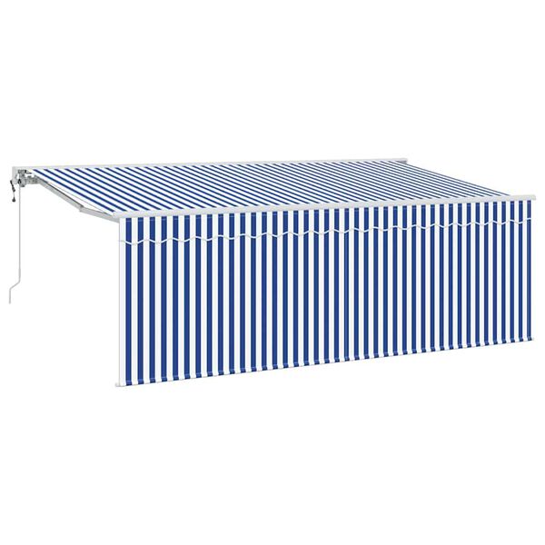 vidaXL Retractable Awning Retractable Blue and White 157.48 x 78.74 in