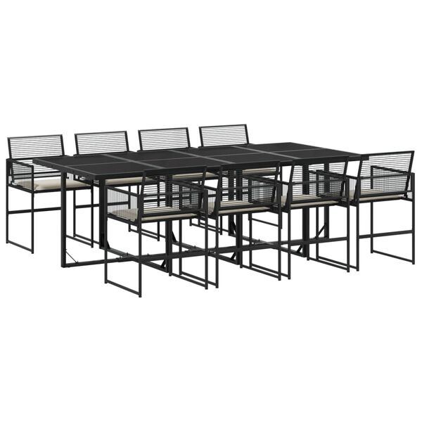 vidaXL Garden Dining Set Black, Cream white
