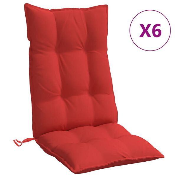 vidaXL Highback Chair Cushion Set of 6 Red Oxford fabric (100% polyester)