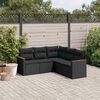 vidaXL Garden Sofa Set Black PE rattan, powder-coated steel, polyester