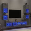 vidaXL 8 Piece TV Wall Units with LED Concrete Gray Engineered Wood