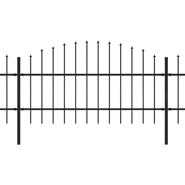 vidaXL Garden Fence with Spear Top Steel 141.3"x39.4" Black