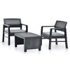 vidaXL 3 Piece Patio Lounge Set Plastic Anthracite