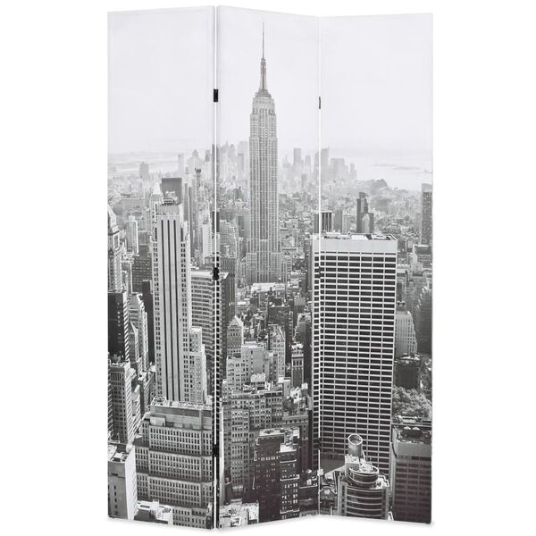 vidaXL Folding Room Divider 47.2x66.9" New York by Day Black and White