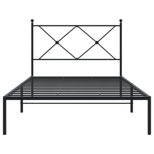 vidaXL Bed Frame Black Powder-Coated Steel Twin Bed Frame Rectangular