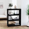 vidaXL Book Cabinet Black Solid Pine Wood Medium Book Cabinet