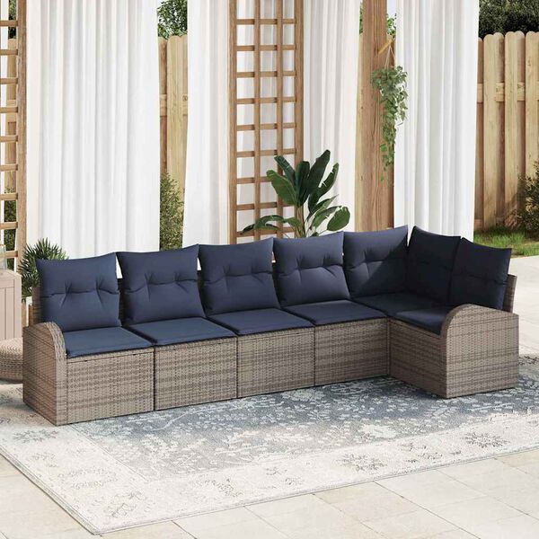 vidaXL Garden Sofa Set Grey Poly Rattan
