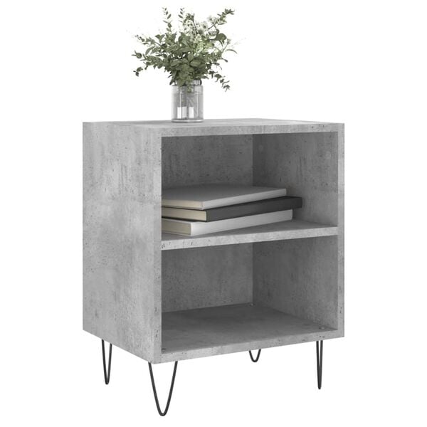 vidaXL Bedside Cabinet Set of 2 Concrete Grey Engineered Wood, Iron