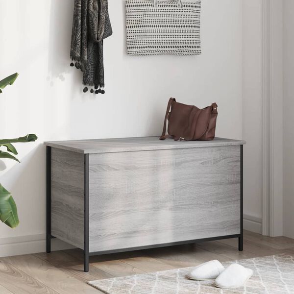 vidaXL Storage Bench Grey Sonoma Engineered wood, Metal Medium