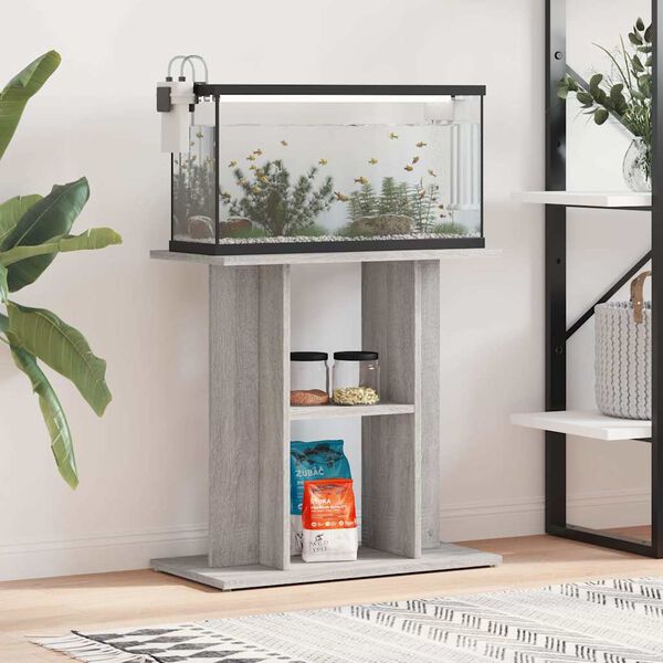 vidaXL Aquarium Stand Grey sonoma Engineered wood 23.6 x 11.8 x 23.6 in