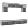 vidaXL 6 Piece TV Wall Units with LED Concrete Gray Engineered Wood