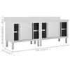 vidaXL Work Tables with Sliding Doors 2pcs 94.5"x19.7"x(37.4"-38.2") Stainless Steel