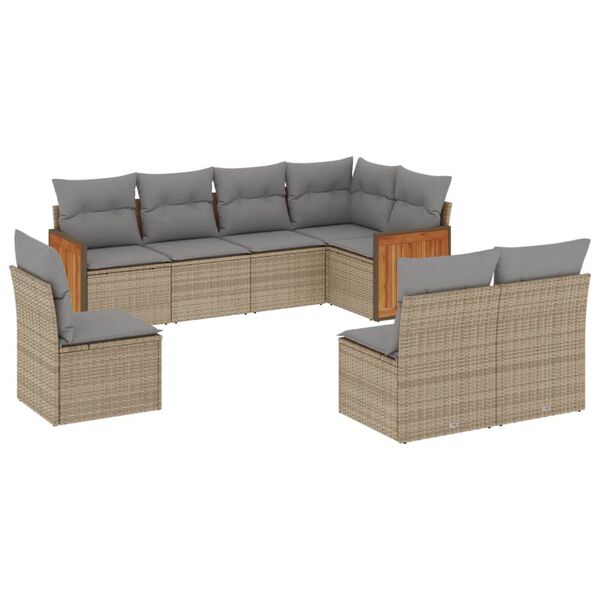 vidaXL Garden Sofa Set Beige and Light Grey PE Rattan Large Modular