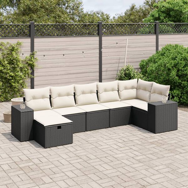 vidaXL Garden Sofa Set Black Poly Rattan and Steel Large Modular