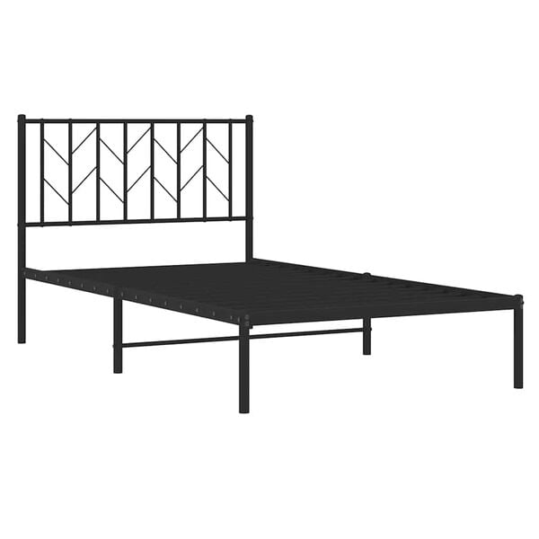 vidaXL Bed Frame Black Powder-Coated Steel Single Bed Frame
