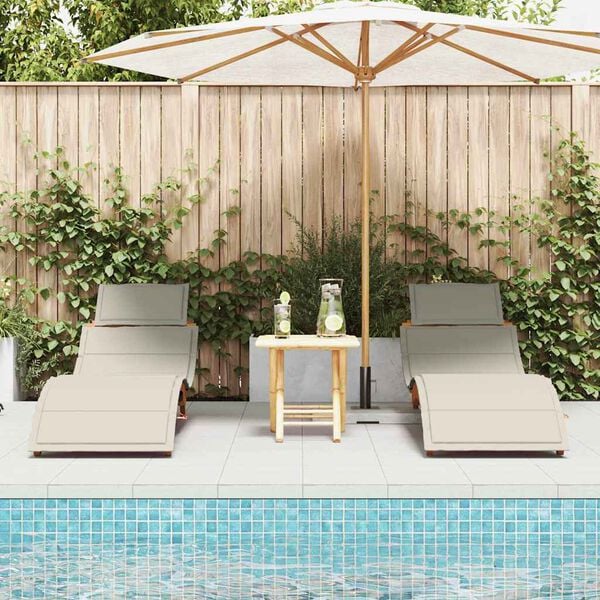 vidaXL Sun lounger 2 pcs White 184 x 55 x 64cm Solid Acacia wood