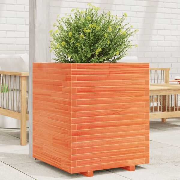 vidaXL Garden Planter Wax Brown Solid Pine Wood Medium Decorative Inlays