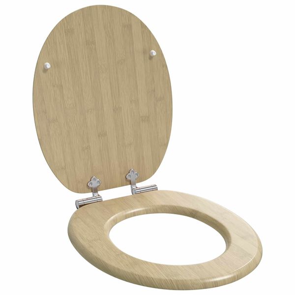 vidaXL WC Toilet Seats 2 pcs with Soft Close Lids MDF Bamboo Design (2x143926)